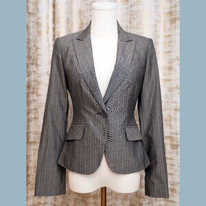 Express Design Studio Blue Pinstripe Light Gray Blazer Size 0 (NWOT)